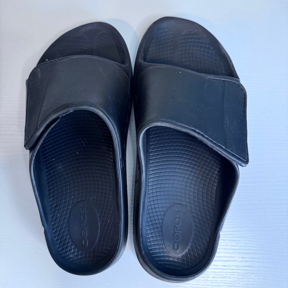 Oofos OOahh Sport Flex Slide Sandals Black Recovery Footwear Men 8 Women 10